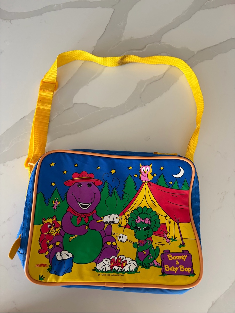 vintage 1993 90s Barney & Baby Bop soft vinyl lunch Box bag by Thermos w/ strap
